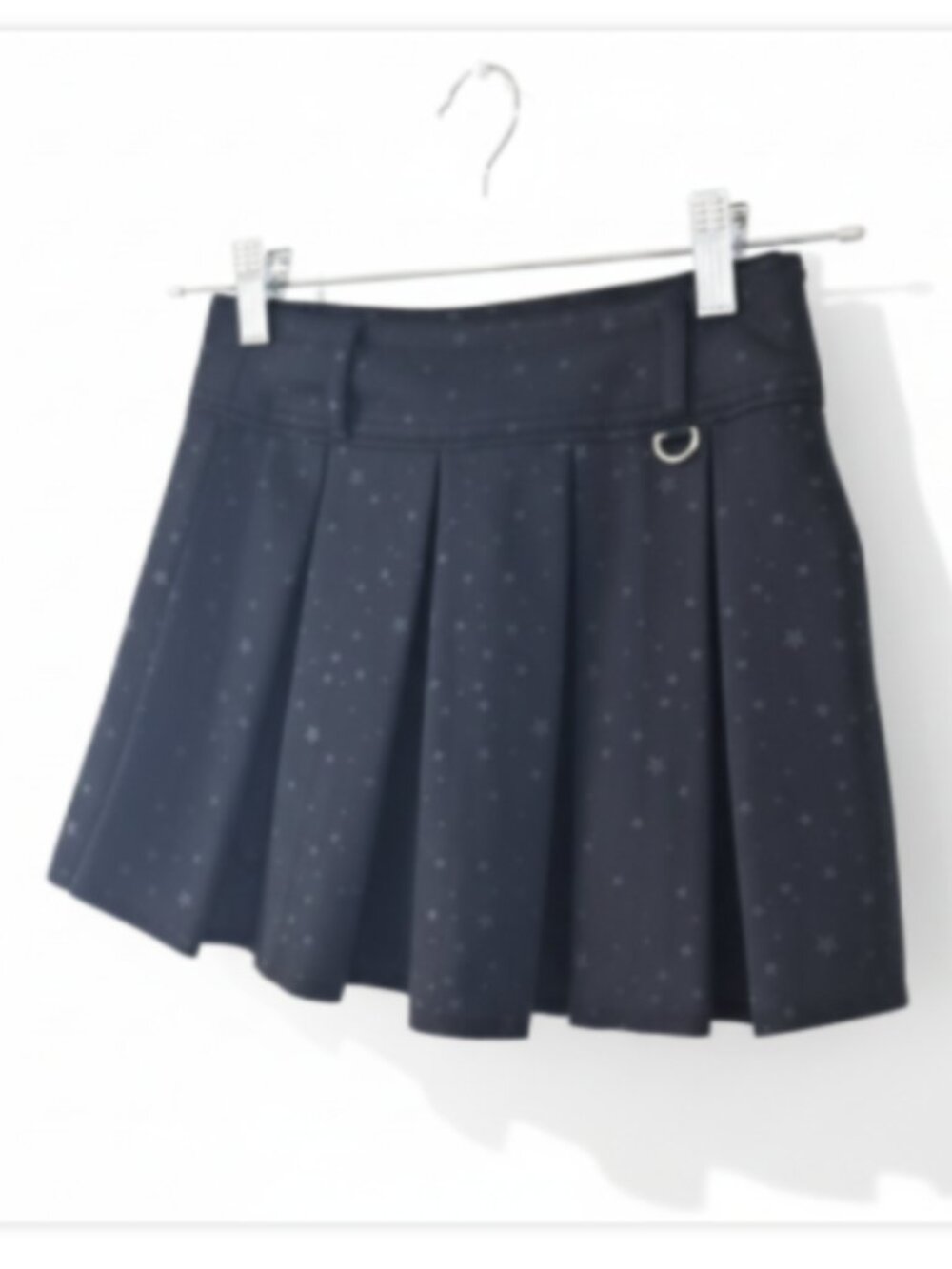 Tractr Girls Skort 10 Midnight Blue Star Print Pleated Raw Hem NWT Missing Chain
